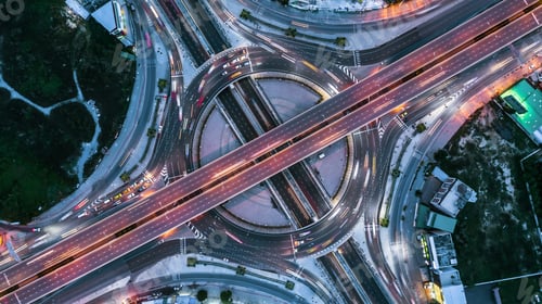 Preview: Aerial view elevated road and traffic junctions, Modern construction design traffic ways traffic jam