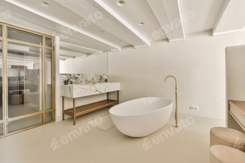 Preview: Modern restroom with beige walls