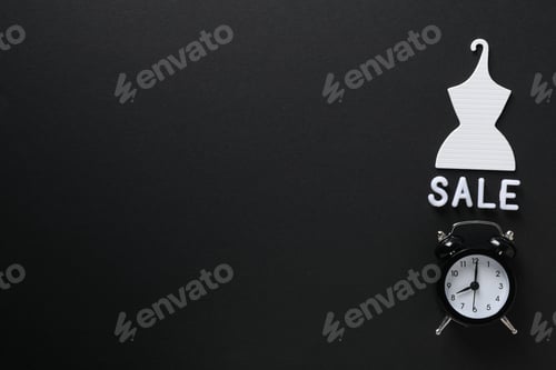 Preview: Discount message on dark background, top view.
