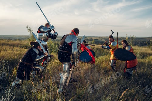 Preview: Medieval knights fight with sword and axe