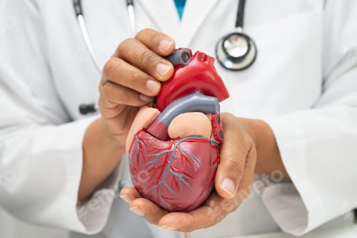 Preview: Cardiovascular disease CVD, doctor with heart human model.