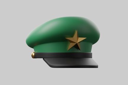 Preview: Military-style hat with gold star emblem and black visor