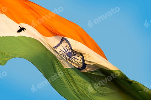 Preview: Close-up shot of wavy Indian flag