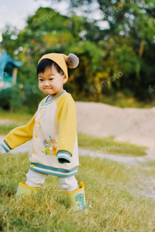 Preview: Cute Boy playing in the park, Sweet Little baby boy enjoying