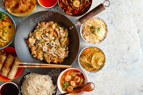 Preview: Chinese food set. Asian style food concept composition.