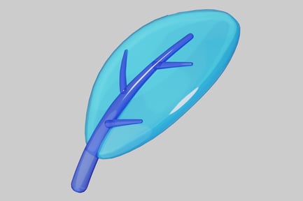 Translucent blue leaf specimen element
