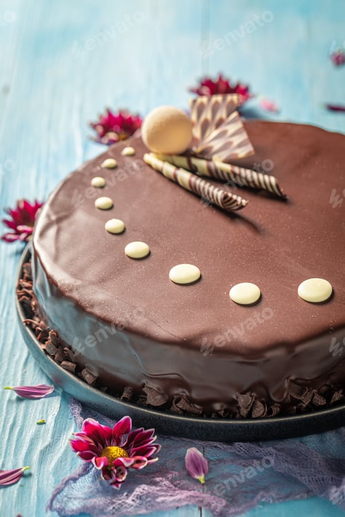 Preview: Delicious chocolate cake made of cocoa and sugar