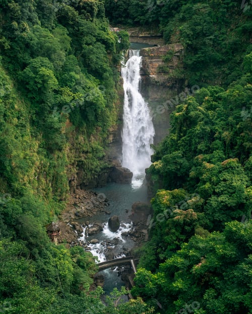 Preview: High angle shot of the beautiful Xiao Wulai Falls in Taiwan