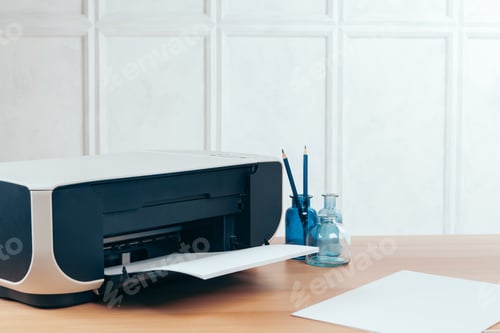 Preview: Copier or printer in a modern office interior close up
