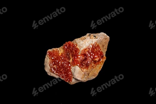 Preview: Macro mineral stone Vanadinite on a black background