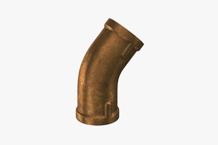 Preview: Aged Brass Pipe Fitting - 45 Degree Bend
