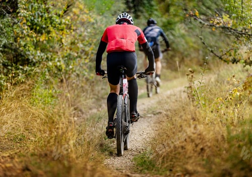 Preview: back man on mountain bike riding