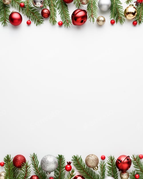Preview: Christmas card with festive decor on white background