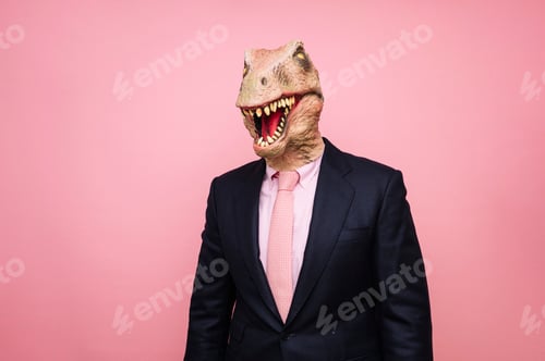 Preview: Portrait of man with lizard head and tie