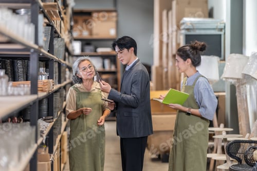Preview: Asian Male Investor Touring Family-Run Ceramic Warehouse for Partnership Deal