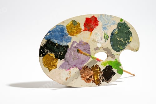 Preview: Vibrant Palette of Artistic Colors and Paintbrush