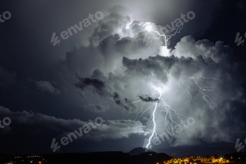 Preview: Big lightning strikes the ground at night