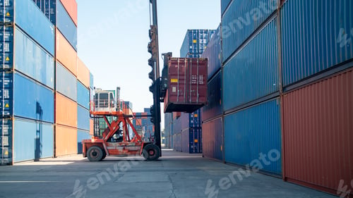Preview: Container Cargo Port Ship Yard Storage Handling of Logistic Transportation Industry. Row of Stacking
