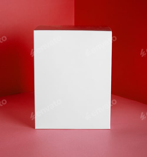 Preview: White gift box on red background