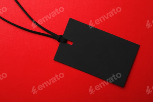 Preview: Cardboard tag with space for text on color background, top view