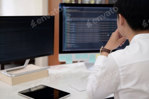Preview: Programmer developing the computer source code.