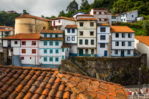 Preview: Cudillero, picturesque fishing village at sunset, Asturias, Spain