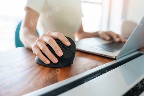 Preview: woman hand using computer ergonomic mouse