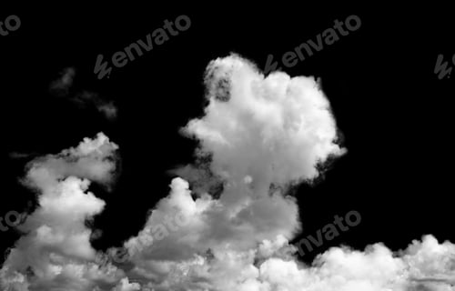Preview: Cloud Isolated on Black Background,Abstract Sky with Fluffy White Cloudy,