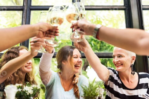 Preview: Diversity Women Group Hanging Eating Together Concept