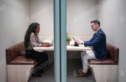 Preview: Business people in the workplace are discussing a working strategy for doing business
