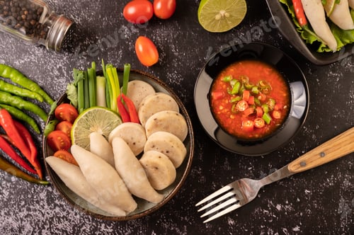 Preview: Rugby Fish Balls with Lemon Chili Paste, Tomato and Chili.