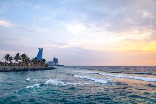 Preview: Jeddah beach Saudi Arabia - Sunset Red Sea corniche View , Waterfront