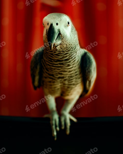 Preview: Close-up portrait of a gray parrot