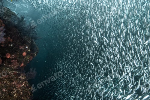 Preview: Shoals of sardine being hunted by red snappers
