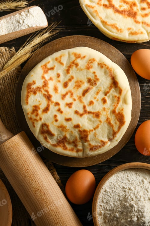 Preview: Tasty bakery food concept - delicious Pita, food for making in home
