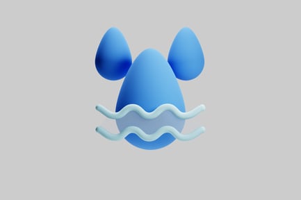 Preview: Blue Egg with Three Protrusions and Two Wavy Lines