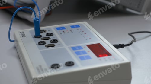 Vista previa: Monitor médico. La enfermera incluye monitor cardíaco