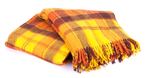 Preview: Soft and warm folded wool plaid with fringe