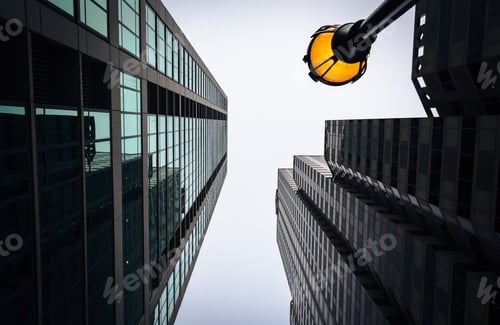 Preview: Street Lamp And Skyscrapers In Center City, Philadelphia, Pennsylvania.