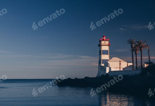 Preview: Beautiful lighthouse near the shore in Cascais, Portugal