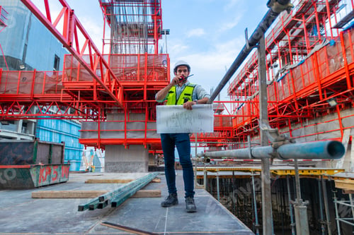 Preview: Portrait of an engineer designing a concrete floor and column structure for a shopping center.