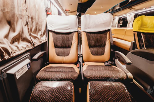 Preview: Brown seats of a modern airplane interior