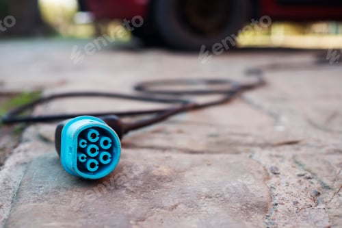 Preview: Closeup view at Electric car charging plug