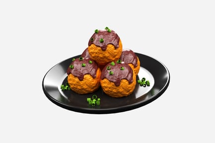 Aperçu: Illustration 3D de l'assiette Takoyaki
