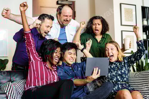 Preview: Colleagues streaming a video on a tablet