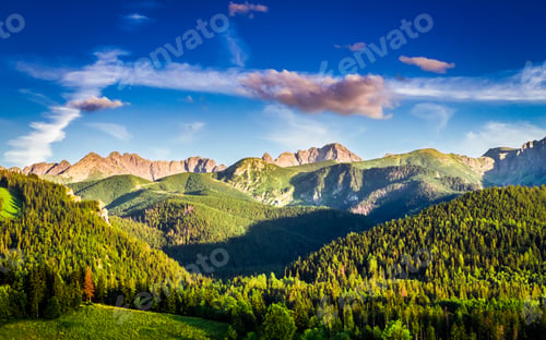 Preview: Stunning sunset in mountains in Poland in summer, Europe