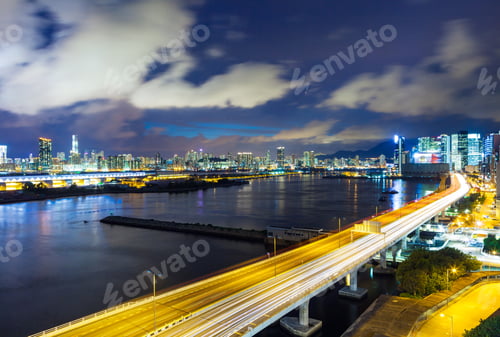 Preview: Hong Kong city with highway at night