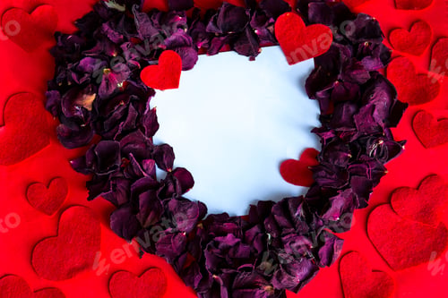 Preview: Valentine frame from flower petals, love symbol