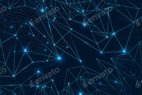 Preview: Connecting lines on a blue background illustration