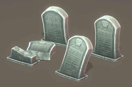 Preview: Grave Stone Set Small 01 - Hand Painted Series